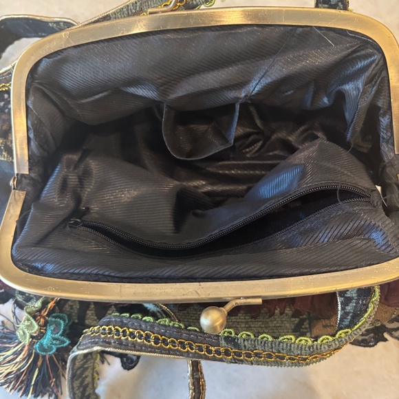 Real French Tapestry Ruffle Floral Bag – One of a Kind, Never Used, Romantic - Picture 11 of 13